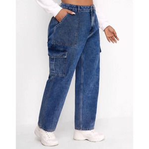 F21 DARK WASH CARGO JEANS SZ 29